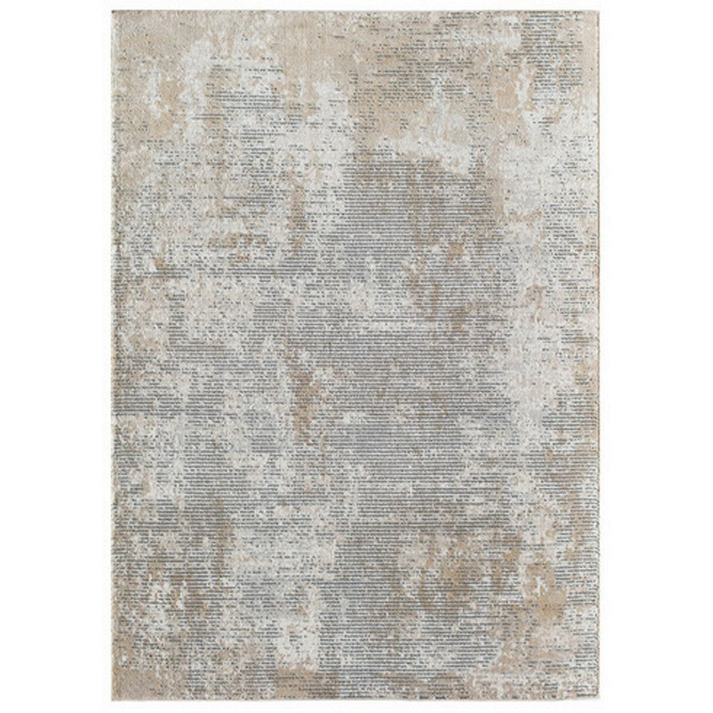 8 x 10 Area Rug, Subtle Lined Natural Design, Soft Fabric, Gray, Black