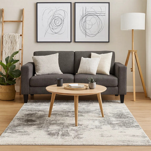 Pax Area Rug | 5 x 7 | Smoky Paint Design | Cream, Gray