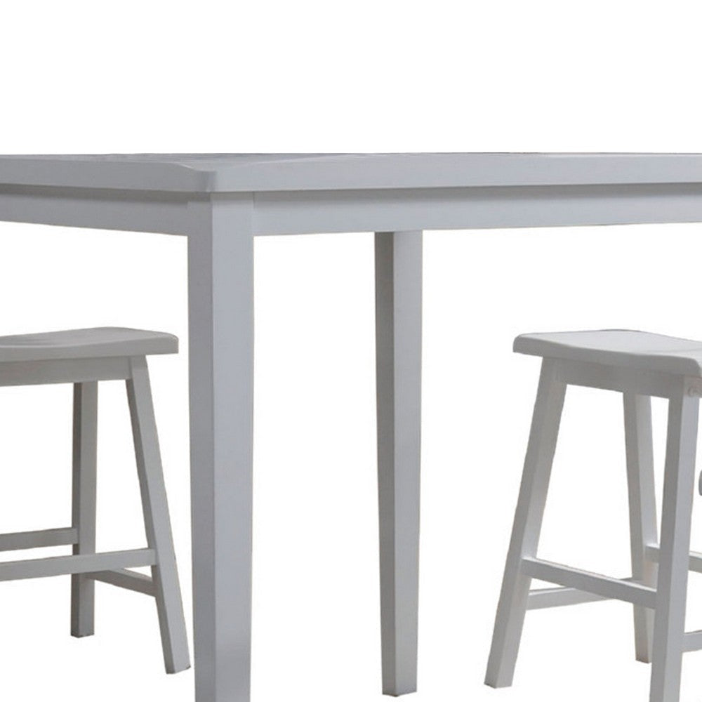 Gael 36 Inch Counter Height Square Dining Table Set 4 Stools Wood White By Casagear Home BM280257