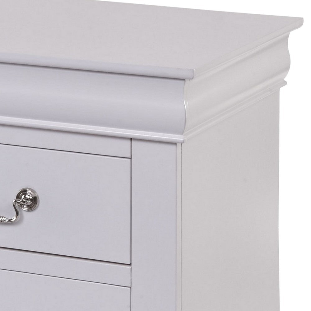 24 Inch Modern Classic Nightstand, 2 Drawers, Drop Handles, Wood, White By Casagear Home