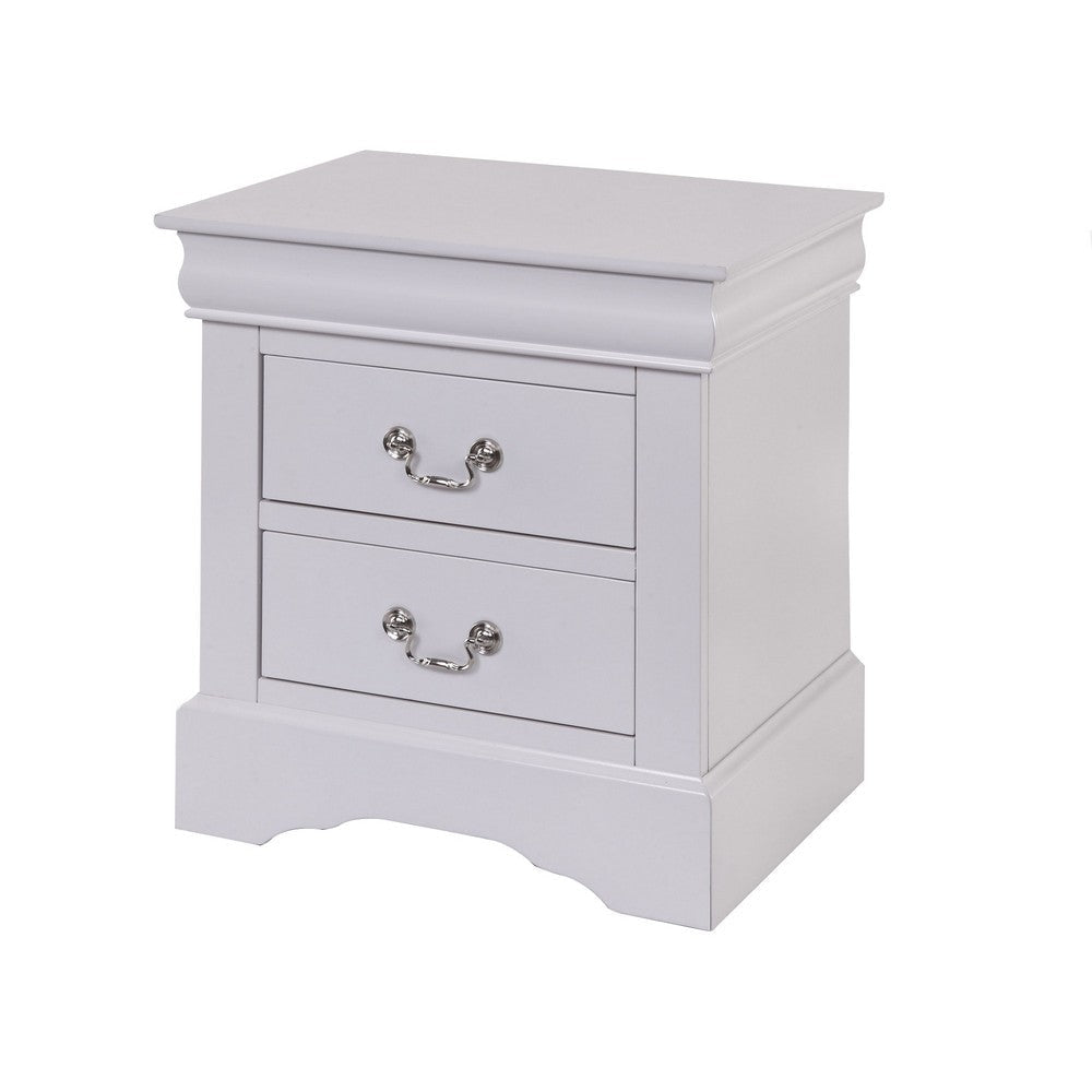 Classic Nightstand | 24" | 2 Drawers | Drop Handles | White
