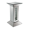 24 Inch Modern End Table, Square Mirror Top, Faux Crystals Inlay, Silver