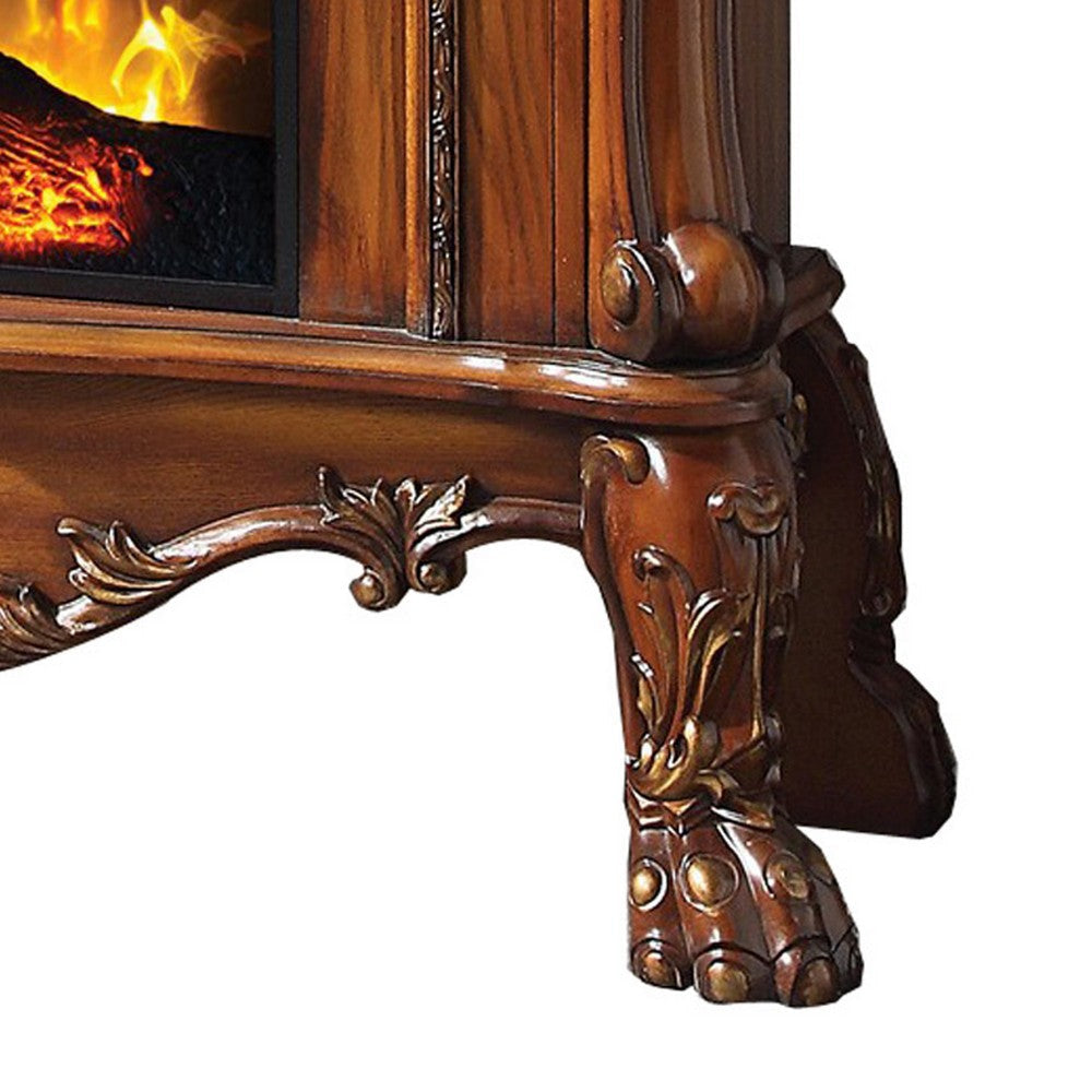 Ally 47 Inch Electric Fireplace Scrolled Trim Remote Timer Oak Brown BM280285
