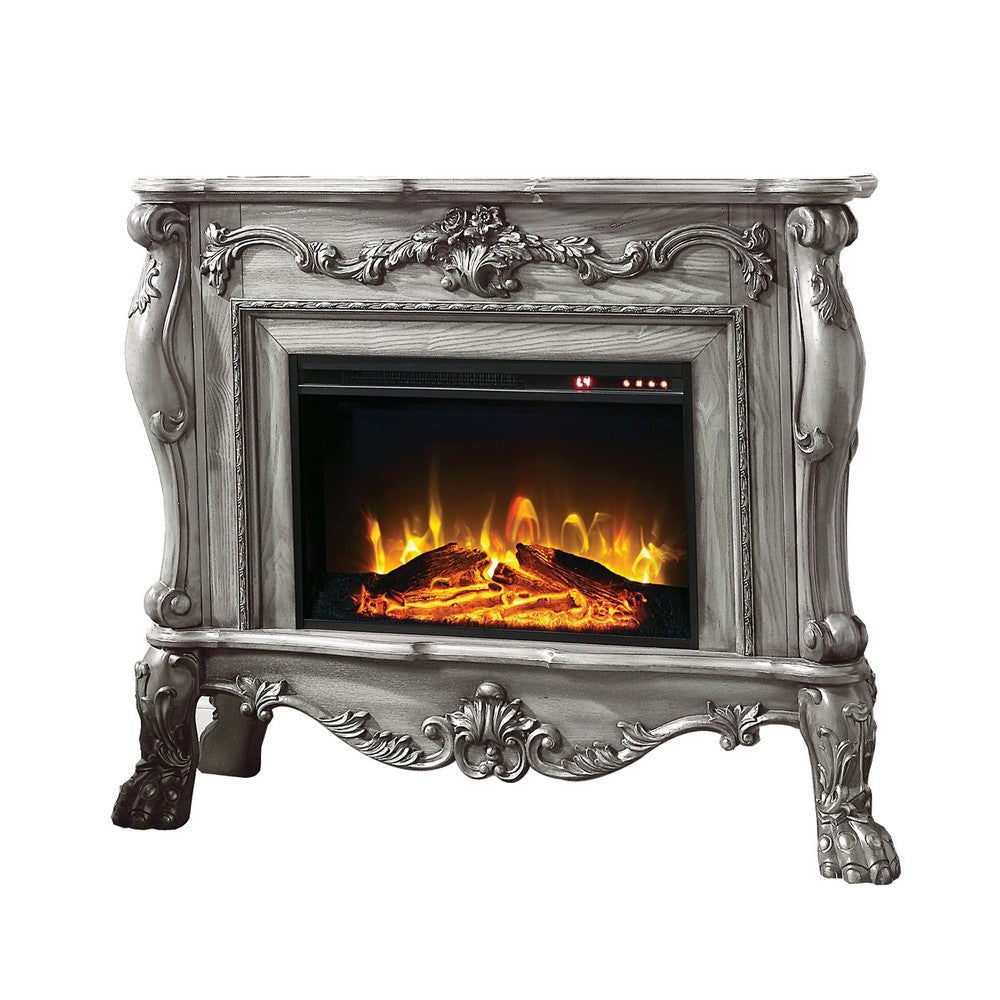 Ally 47 Inch Classic Electric Fireplace, Scrolled Trim, Remote, Timer, Gray