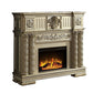 Jess 59 Inch Classical Electric Fireplace, Carved, Remote, Timer, Gold By Casagear Home