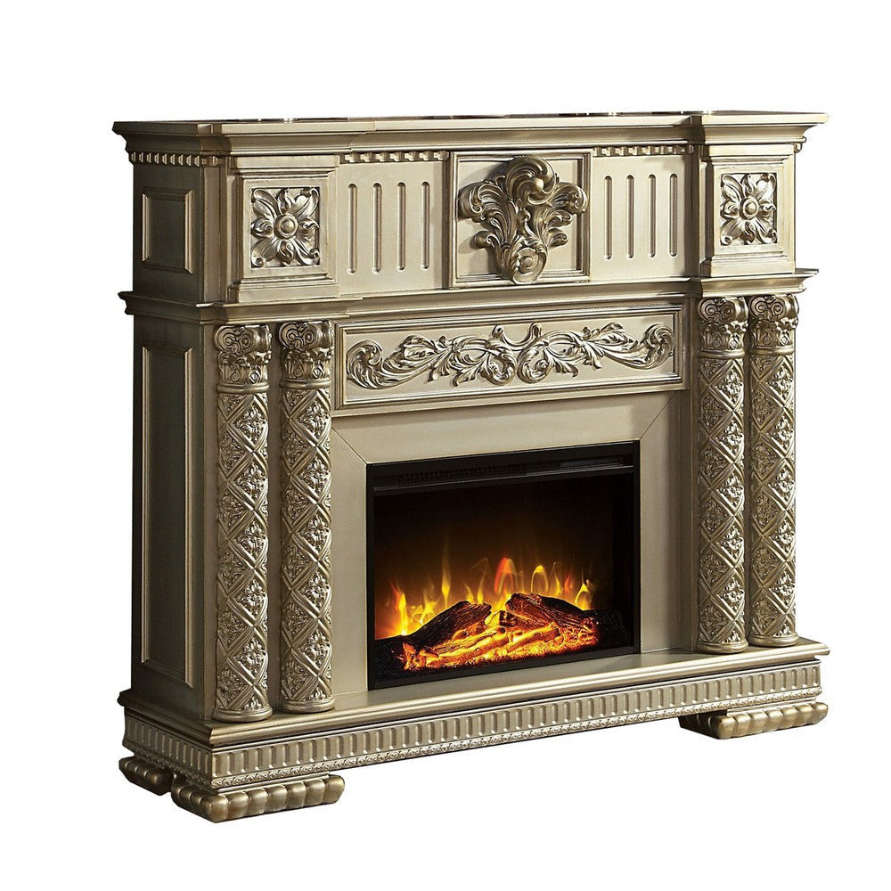 Jess Electric Fireplace | 59" | Carved | Remote | Gold