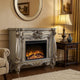 Kai 47 Inch Classical Elegant Electric Fireplace, Remote, Timer, Silver