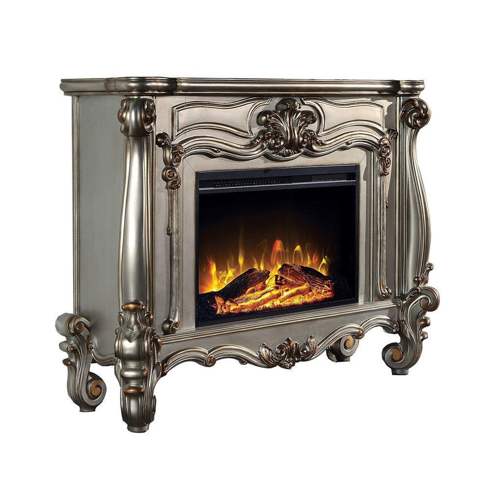 Kai 47 Inch Classical Elegant Electric Fireplace, Remote, Timer, Silver