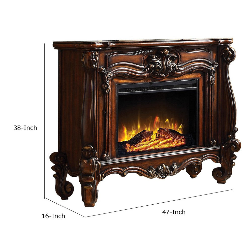 Kai 47 Inch Classic Electric Fireplace Fire Safety Remote Timer Brown By Casagear Home BM280291