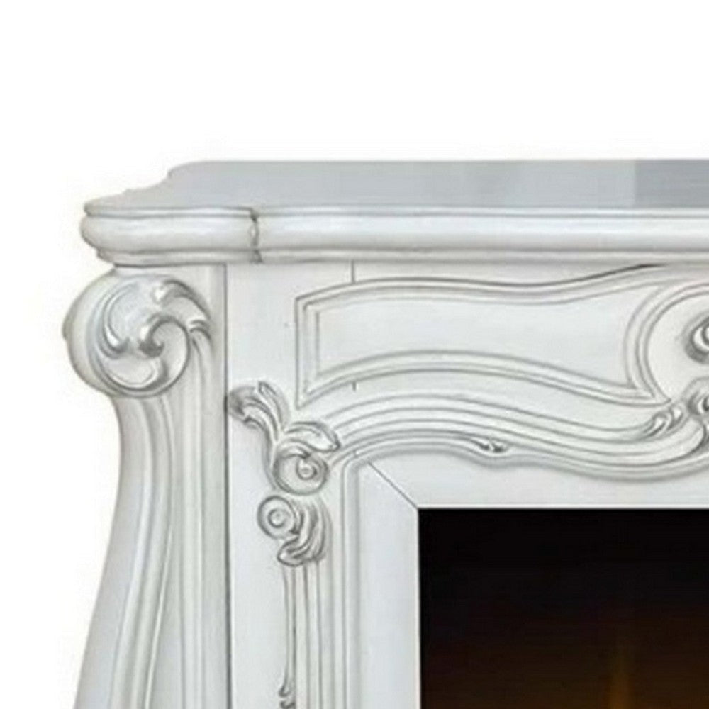 Kai 47 Inch Classic Electric Fireplace Fire Safety Remote Timer White BM280292