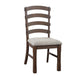 19 Inch Solid Wood Dining Chair, Curved Ladderback, Set of 2, Brown