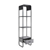 66 Inch Side Pier Vertical Media Bookcase 3 Shelves Metal Frame Gray BM280302