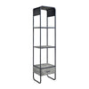 66 Inch Side Pier, Vertical Media Bookcase, 3 Shelves, Metal Frame, Gray