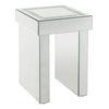 Noe 24 Inch Square End Accent Table, Mirrored, Faux Diamond Inlay, Silver