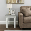 Noe 24 Inch Square End Accent Table, Mirrored, Faux Diamond Inlay, Silver