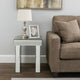 Noe 24 Inch Square End Accent Table, Mirrored, Faux Diamond Inlay, Silver