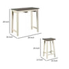 3 Piece Set Solid Wood Counter Dining Table with 2 Stools White Gray By Casagear Home BM280318