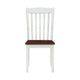 22 Inch Solid Wood Side Chair, Classic, Slatted, Set of 2, White, Brown