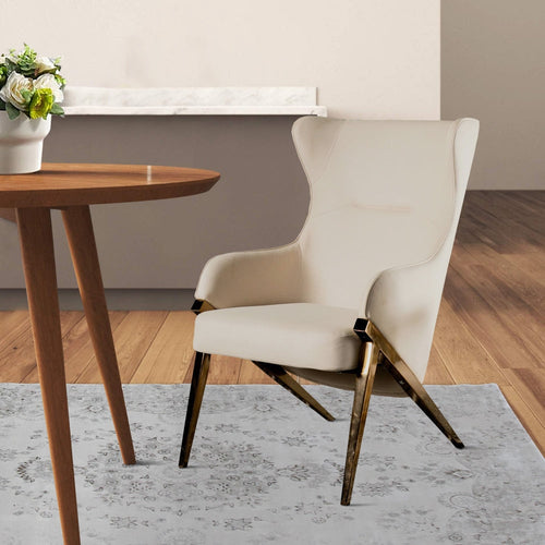 Arlo Accent Chair | 33" | Wingback | Vegan Leather | Beige