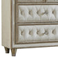 Matt 61 Inch Side Dresser 7 Drawers Velvet Tufted Ivory Light Brown By Casagear Home BM280358