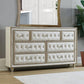 Matt 61 Inch Side Dresser 7 Drawers Velvet Tufted Ivory Light Brown By Casagear Home BM280358