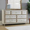 Matt 61 Inch Side Dresser 7 Drawers Velvet Tufted Ivory Light Brown By Casagear Home BM280358