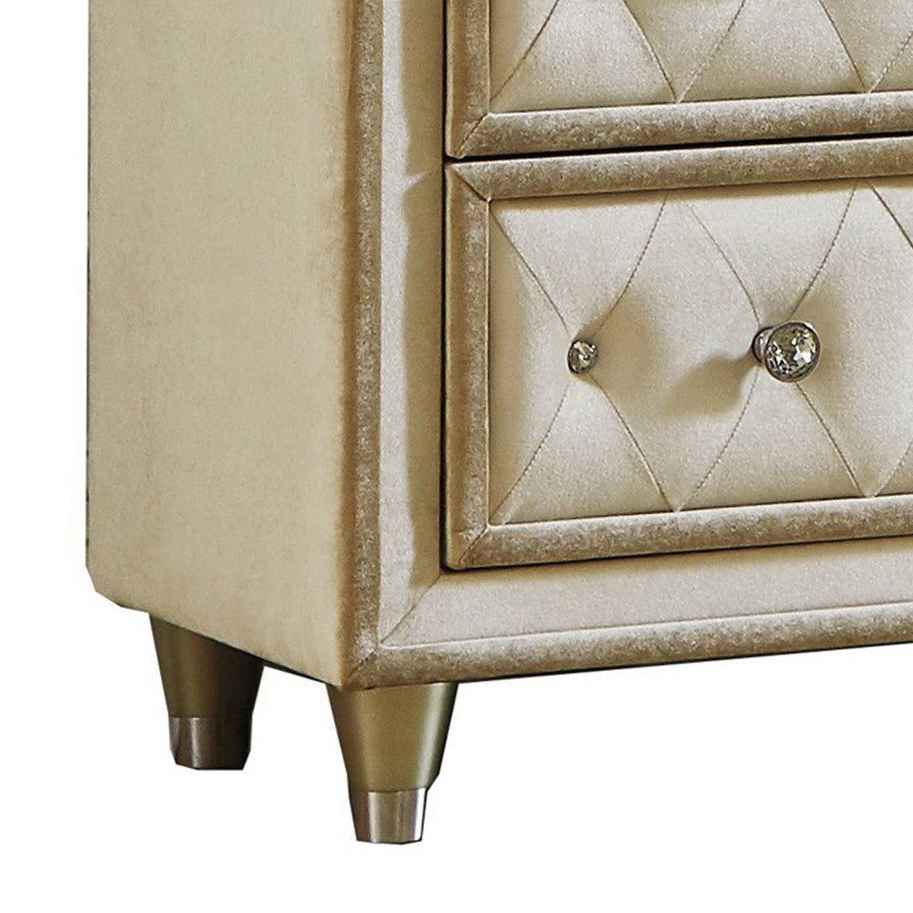 Matt Dresser Chest | 49’’ | 5 Drawers | Velvet Tufted | Ivory BM280359