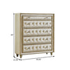 Matt 49 Inch Tall Dresser Chest 5 Drawers Button Tufted Velvet Ivory By Casagear Home BM280359