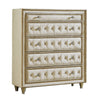 Matt 49 Inch Tall Dresser Chest 5 Drawers Button Tufted Velvet Ivory By Casagear Home BM280359