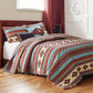 Linda 3 Piece Full Quilt Set, Tribal Pattern, Diamond Design, Multicolor By Casagear Home