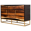 57 Inch Acacia Wood Storage Console Cabinet, 2 Drawers, Metal Frame, Brown