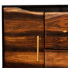 57 Inch Acacia Wood Storage Console Cabinet 2 Drawers Metal Frame Brown BM280455