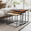 20 18 16 Inch 3 Piece Modern Nesting End Table Set Brown Wood Black BM280464