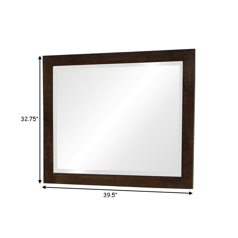 Mirror | 40" | Portrait | Solid Wood Frame | Cappuccino Brown