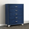 Cale Dresser Chest | 44" | 5 Drawers | Velvet Upholstered | Blue