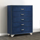 Cale Dresser Chest | 44" | 5 Drawers | Velvet Upholstered | Blue