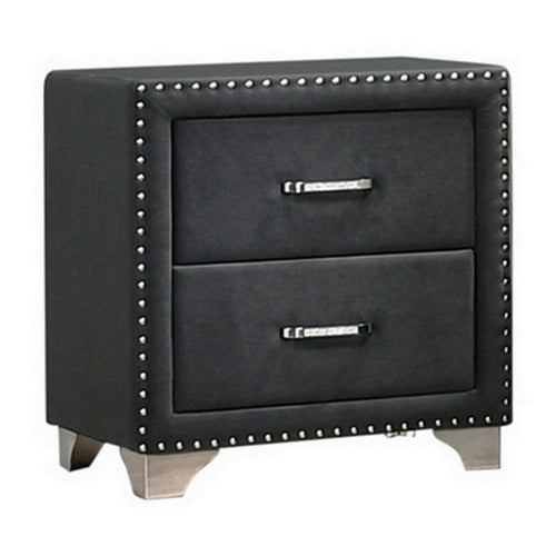 Cale Nightstand | 26" | Velvet Upholstered | Nailhead | Gray