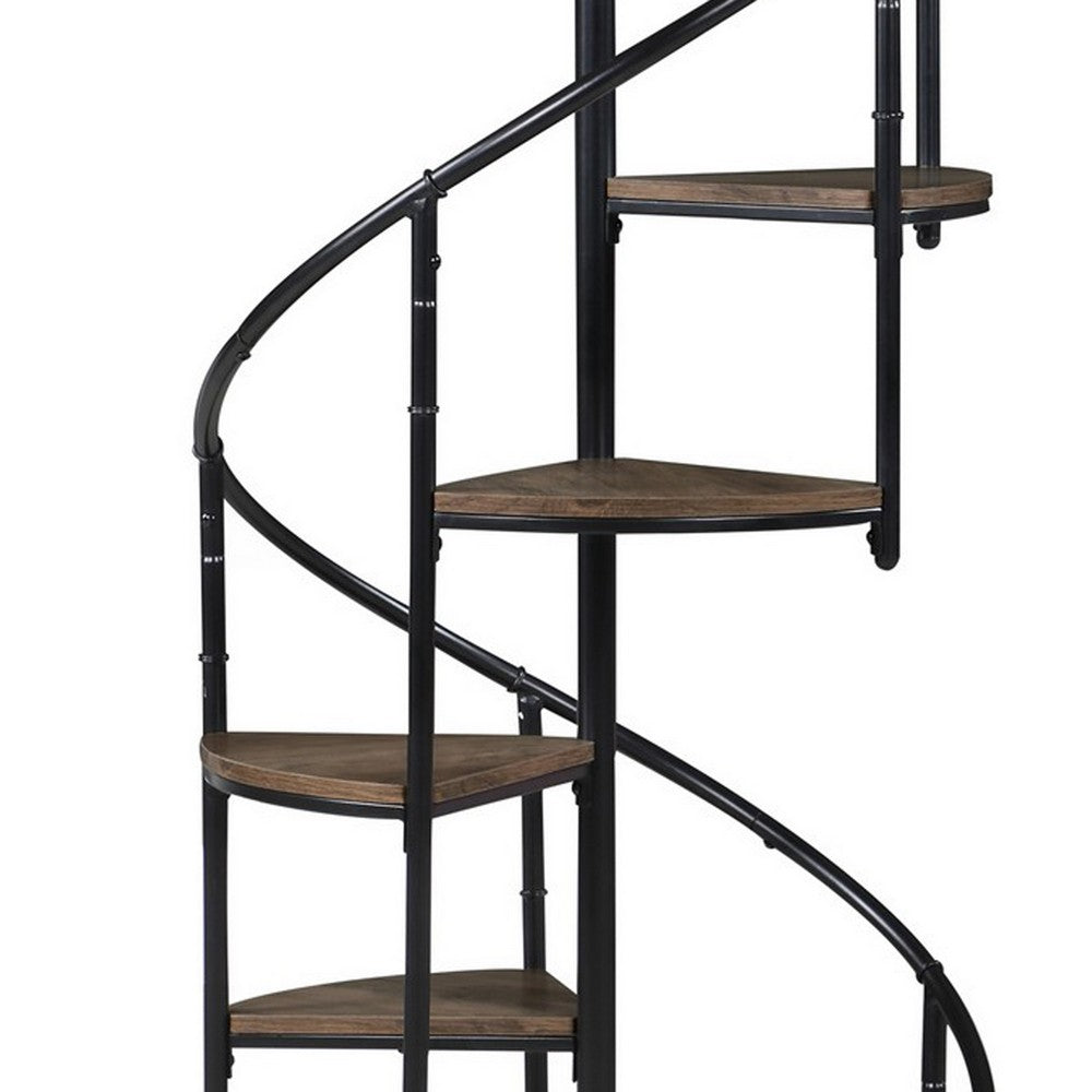 Bookcase | 69" | Spiral Frame | Staircase Style | Brown