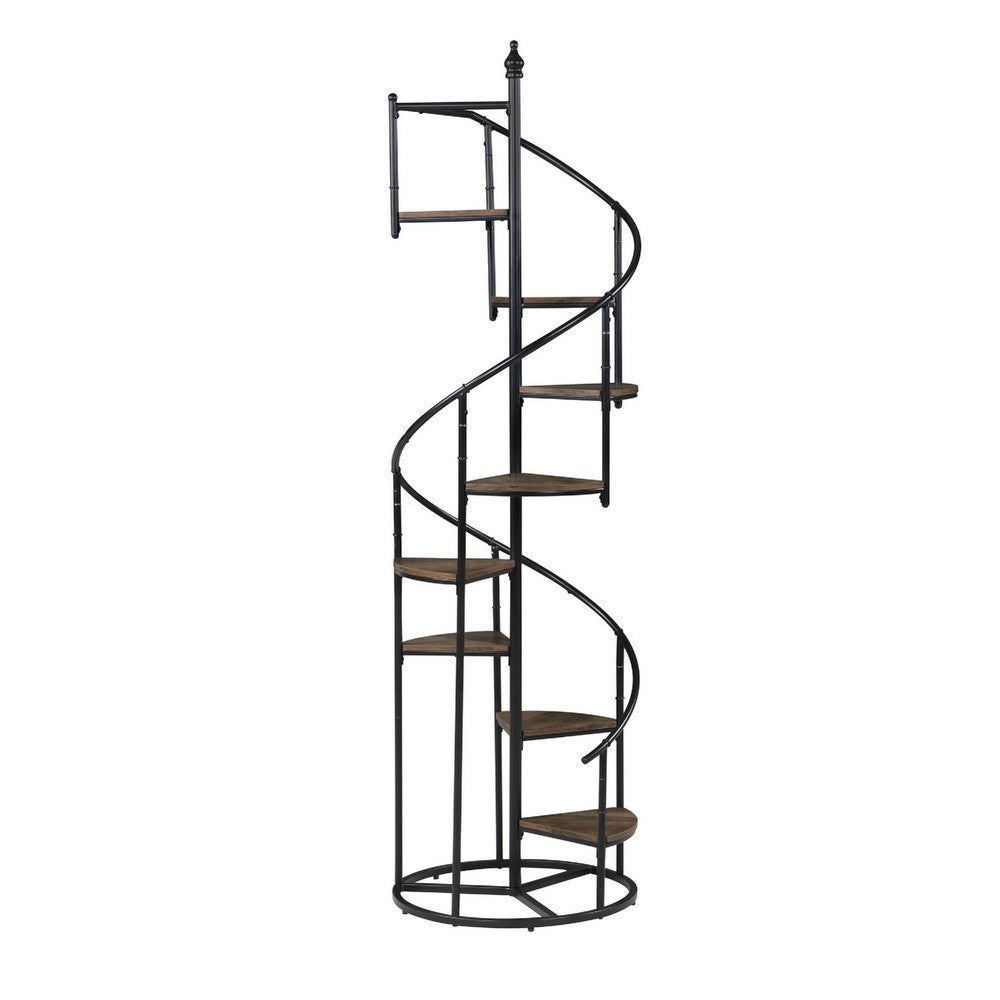 Bookcase | 69" | Spiral Frame | Staircase Style | Brown