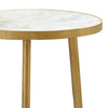 22 Inch Modern Accent Table Round Marble Top White Gold By Casagear Home BM280509