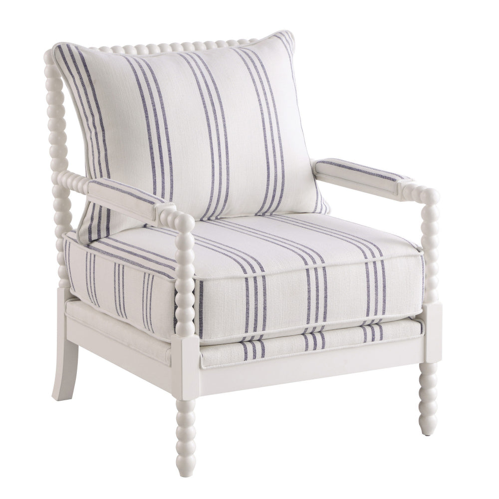 Accent Chair | 34’’ | Reversible Pillow Back | White Navy BM280596