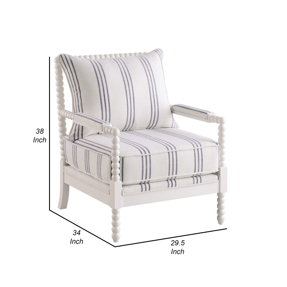 Accent Chair | 34’’ | Reversible Pillow Back | White Navy BM280596