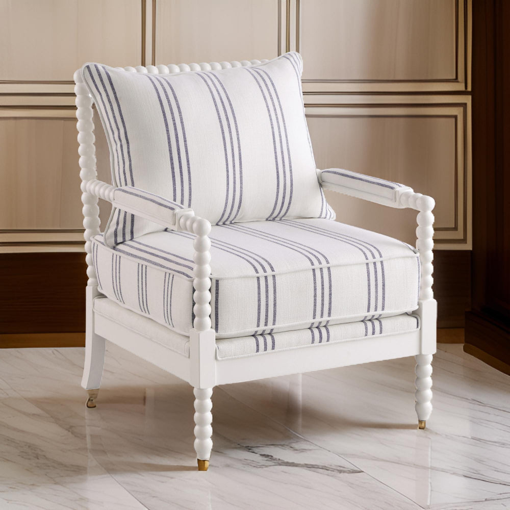 Accent Chair | 34" | Reversible Pillow Back | White, Navy