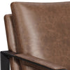 31 Inch Accent Chair Padded Armrests Vegan Faux Leather Brown Black BM280597