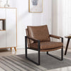 31 Inch Accent Chair Padded Armrests Vegan Faux Leather Brown Black BM280597