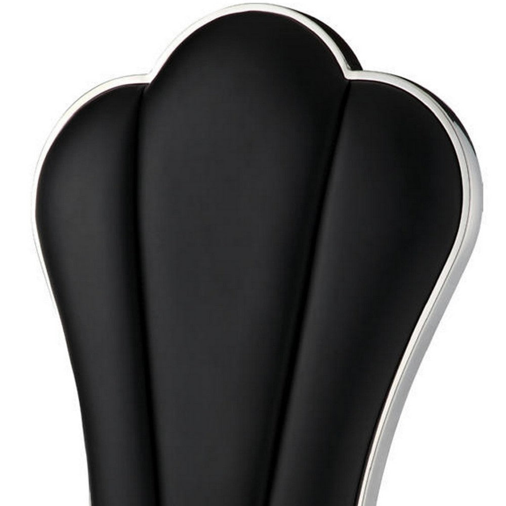 Kuri 24 Inch Dining Chair Vegan Faux Leather Textured Set of 2 Black BM281974