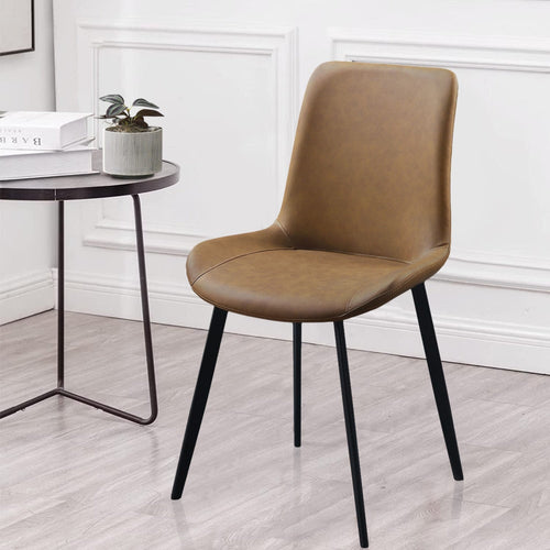 Eli Dining Chair | 20" | Parson Style | Faux Leather | Set of 2 | Tan
