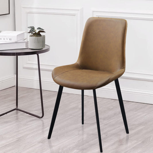 Eli Dining Chair | 20" | Parson Style | Faux Leather | Set of 2 | Tan