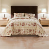 Rosle Bedspread Set | 3 Piece Queen | Floral Scalloped | Cream, Pink