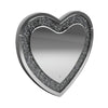 Theo 30 Inch Modern Vanity Wall Mirror, Heart, Crystal Frame, Glass, Silver